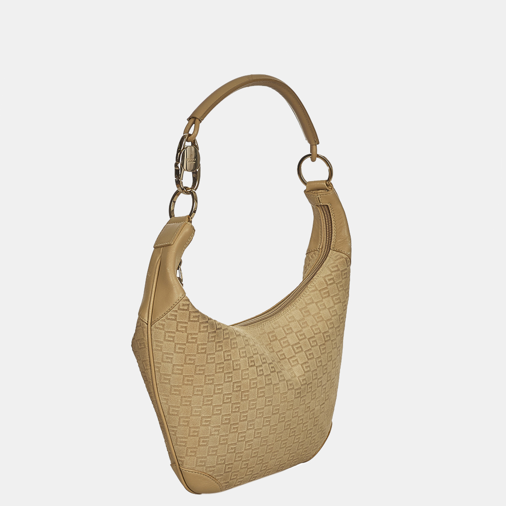 

Gucci Beige Vintage Square G Suede Hobo Bag