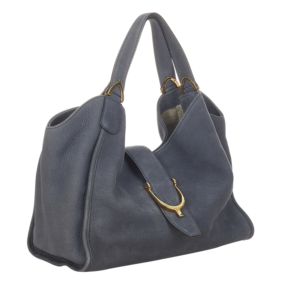 

Gucci Blue Nubuck Leather Soft Stirrup Tote Bag