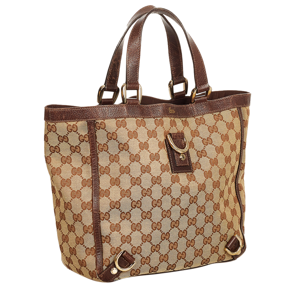 

Gucci Brown/Beige GG Canvas Fabric Abbey D-Ring Tote Bag
