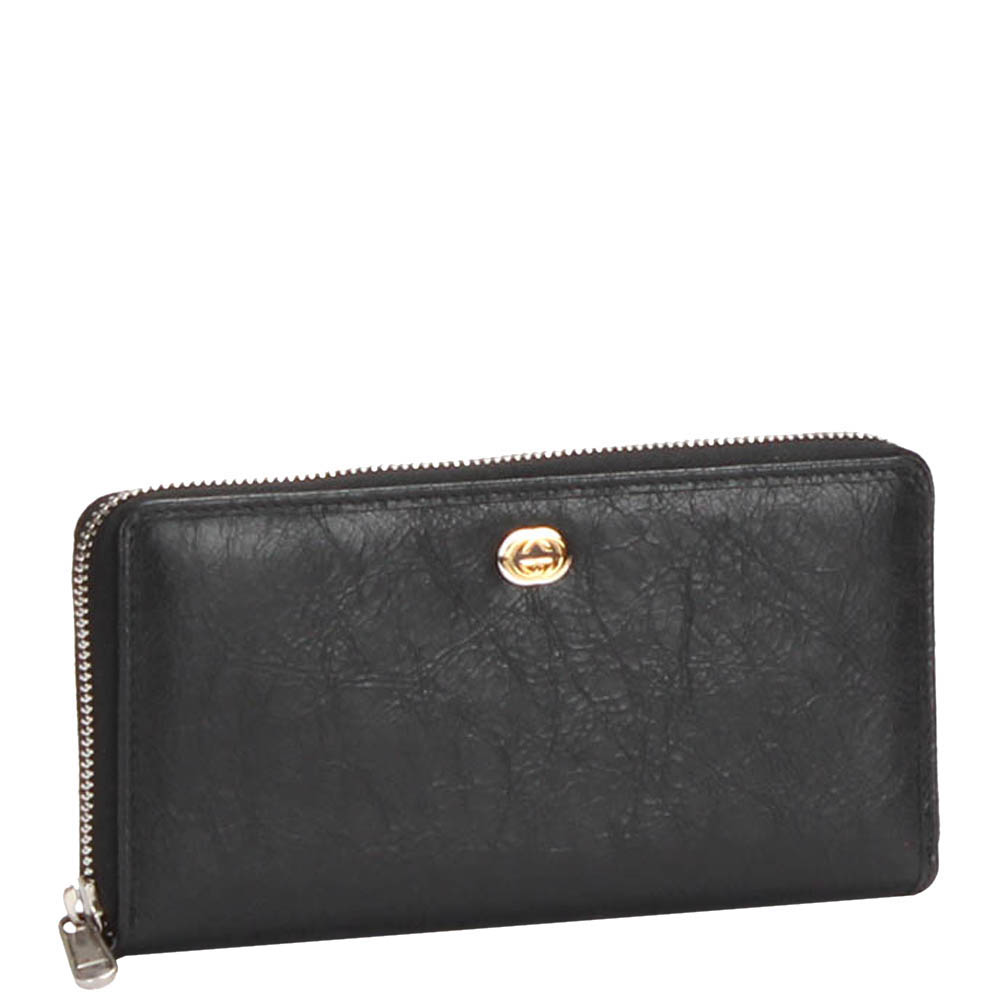 

Gucci Black Interlocking G Leather Long Wallet