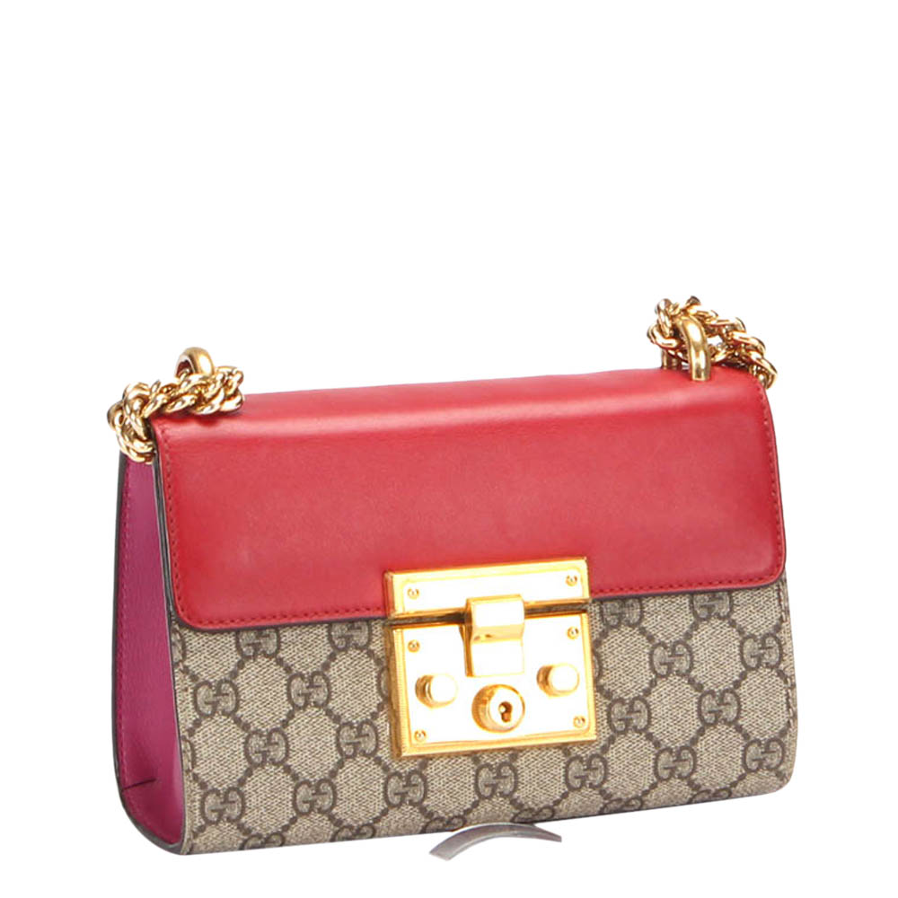 

Gucci Brown Canvas  GG Supreme Padlock Shoulder Bag