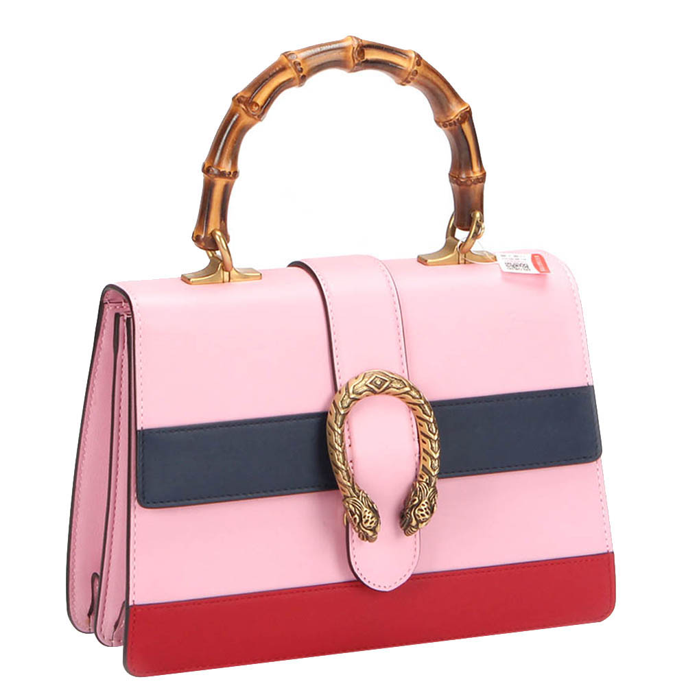 

Gucci Pink Striped Leather Medium Dionysus Top Handle Bag