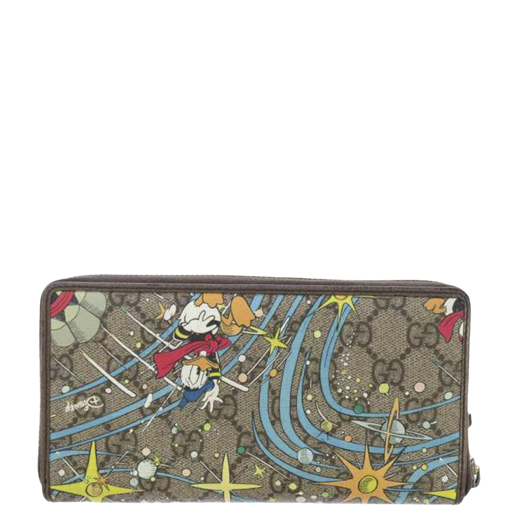 

Gucci Brown GG Supreme Canvas Disney Zip Around Wallet, Multicolor