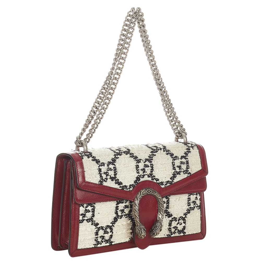 

Gucci Red/White GG Tweed Canvas Dionysus Shoulder Bag