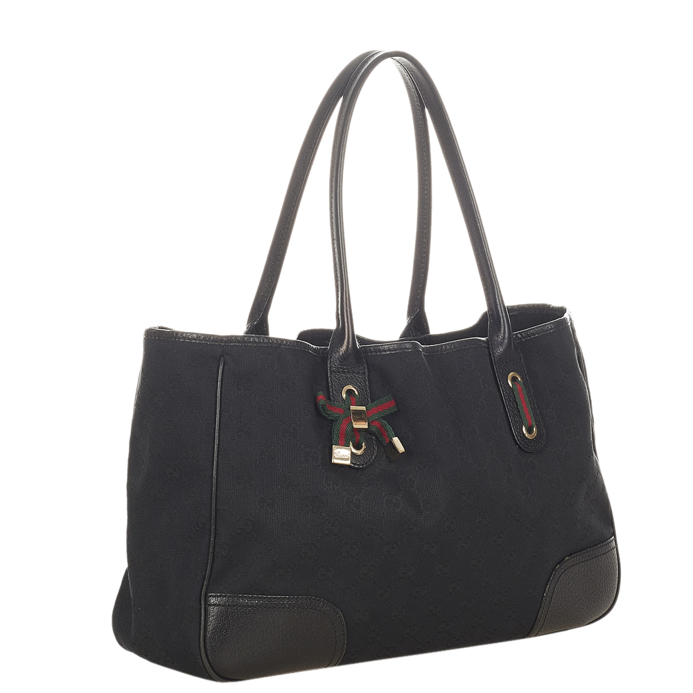 

Gucci Black GG Canvas Fabric Princy Tote Bag