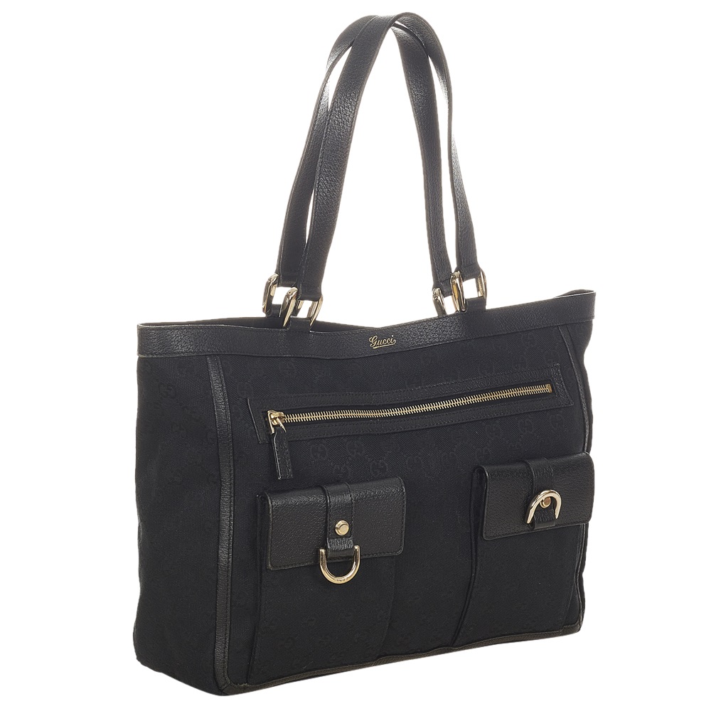 

Gucci Black GG Canvas Fabric Abbey D-Ring Tote Bag