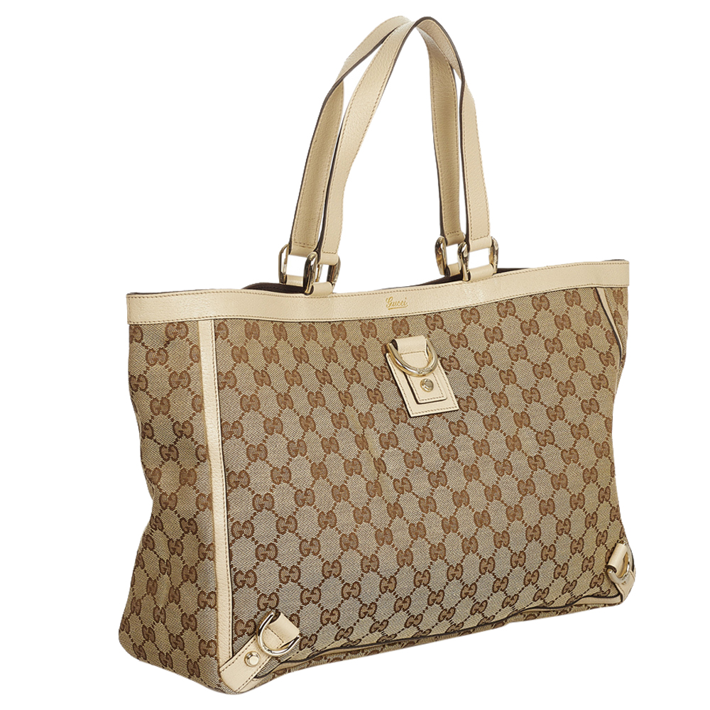 

Gucci Brown/Beige Canvas Fabric Abbey D-Ring Tote Bag