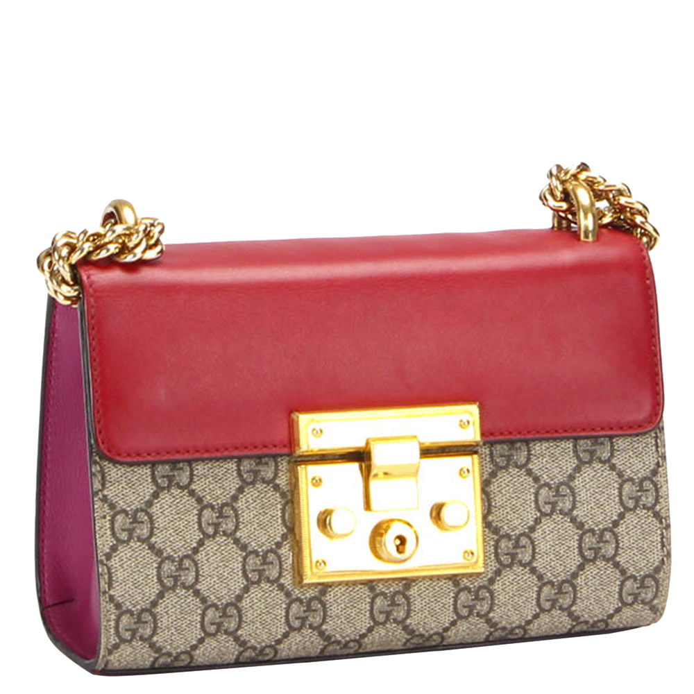 

Gucci Beige/Red GG Canvas  Padlock Shoulder Bag