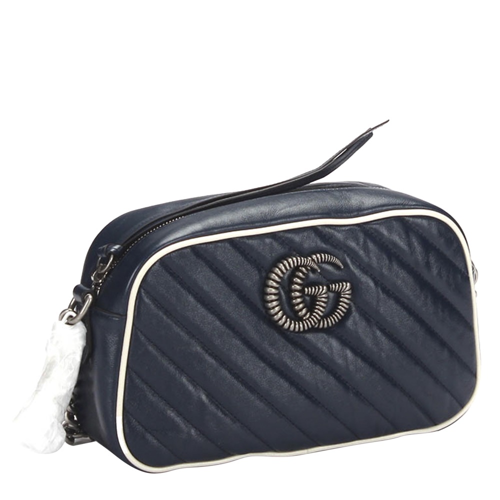 

Gucci Blue Leather GG Marmont Shoulder Bag