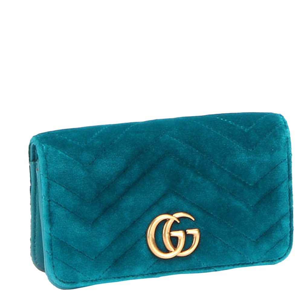 

Gucci Green GG Marmont Velvet Super Mini Crossbody Bag, Blue