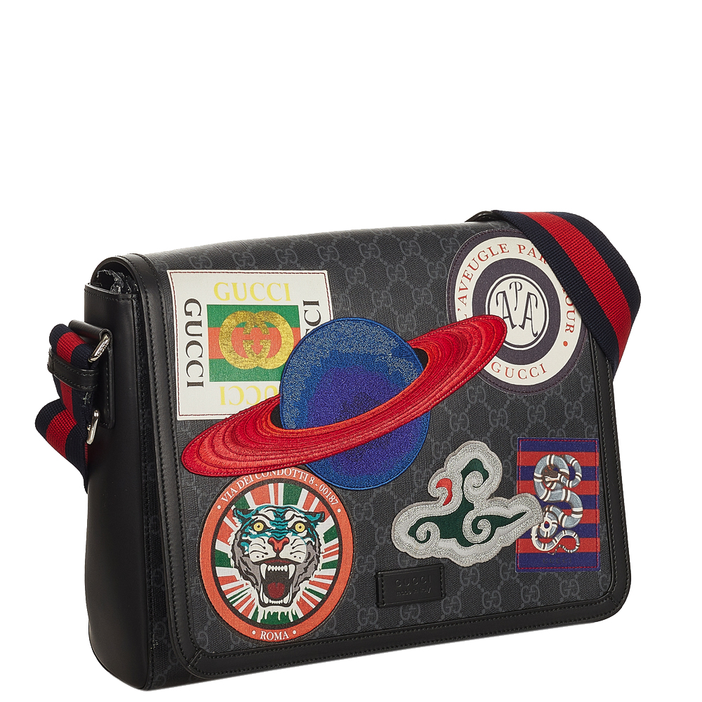 

Gucci Black GG Supreme Canvas Night Courier Crossbody Bag, Multicolor