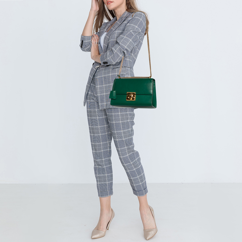

Gucci Green Leather Medium Padlock Shoulder Bag