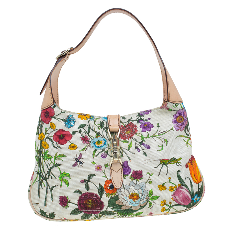 Gucci Botanical Floral Canvas Jackie O Bouvier Hobo Gucci | The Luxury ...