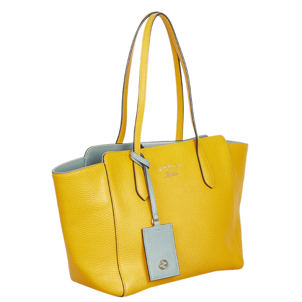 

Gucci Yellow Leather Swing Tote Bag