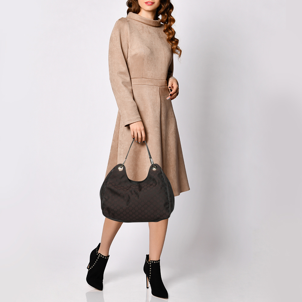 

Gucci Dark Brown Guccissima Canvas And Leather Hobo