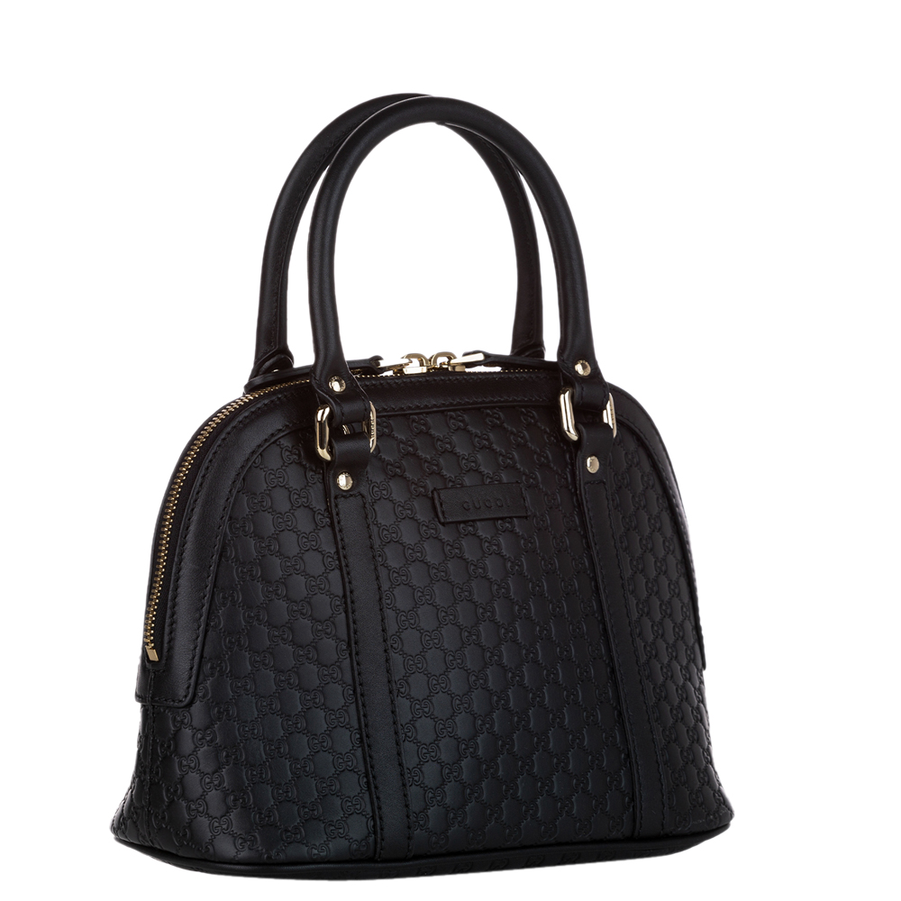 

Gucci Black Guccissima Leather Mini Dome Satchel Bag