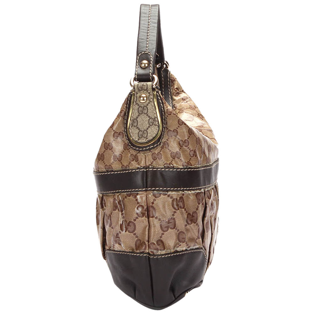 

Gucci Brown/Beige Coated Canvas GG Crystal Shoulder Bag