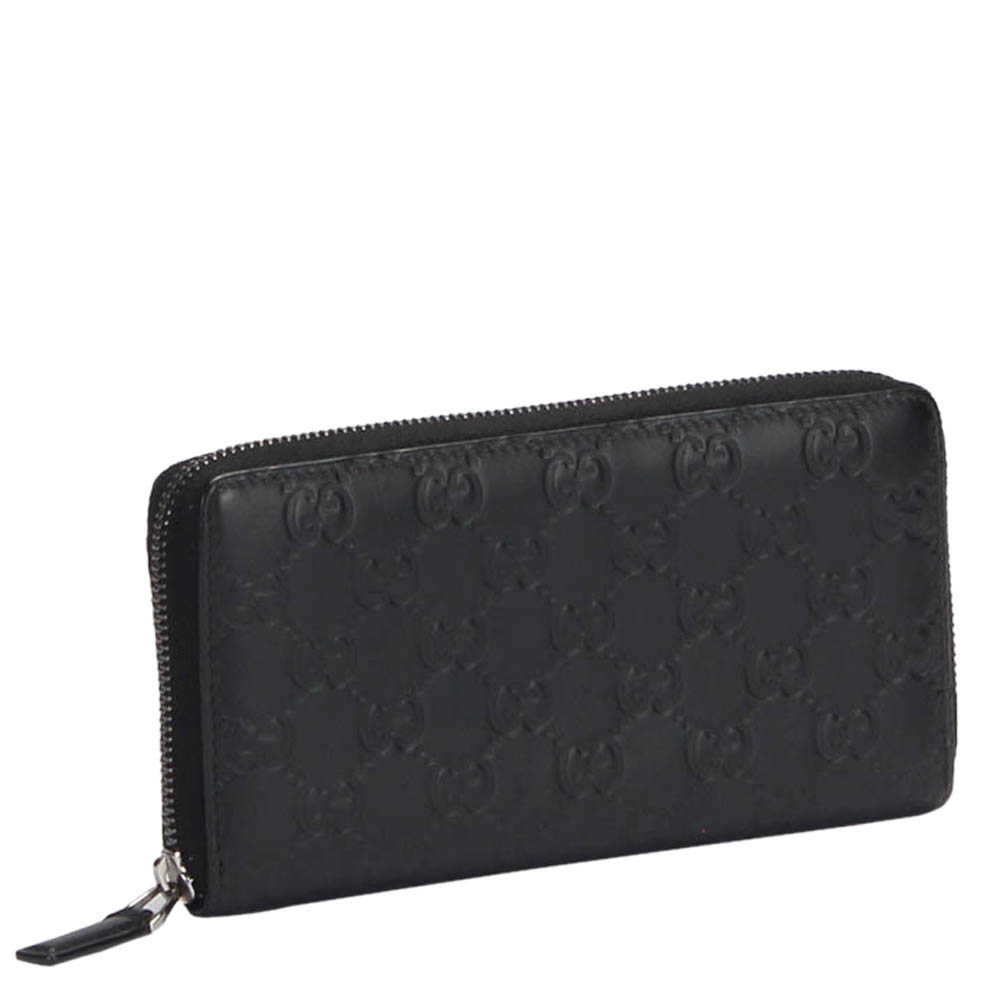 

Gucci Black Calfskin Guccissima Signature Long Wallet