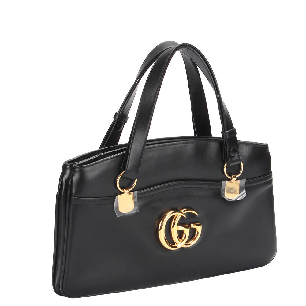 

Gucci Black Calfskin Leather Large Arli Top Handle Bag