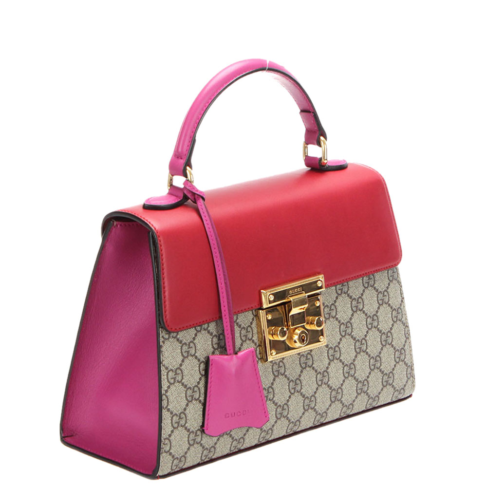 

Gucci Multicolor GG Supreme Canvas Padlock Top Handle Bag