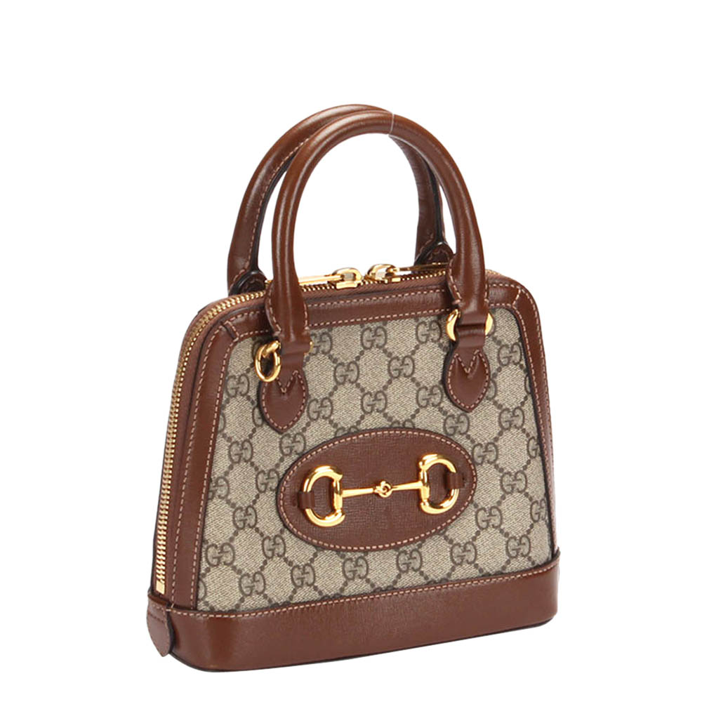 

Gucci Brown GG Supreme Canvas Mini 1955 Top Handle Bag