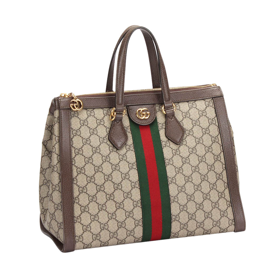 

Gucci Brown GG Supreme Canvas Ophidia Medium Tote Bag