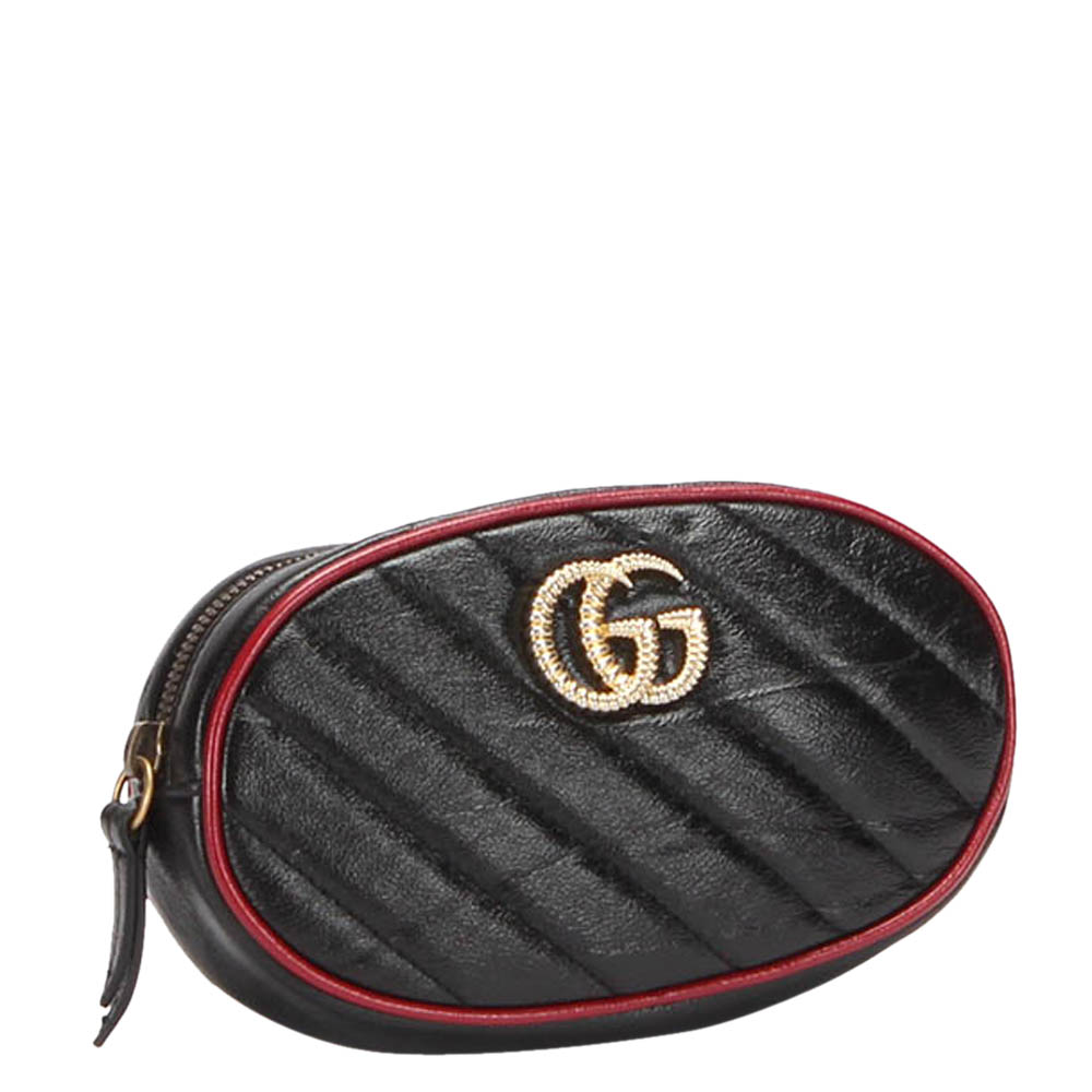 

Gucci Black Calfskin Leather GG Marmont Belt Bag