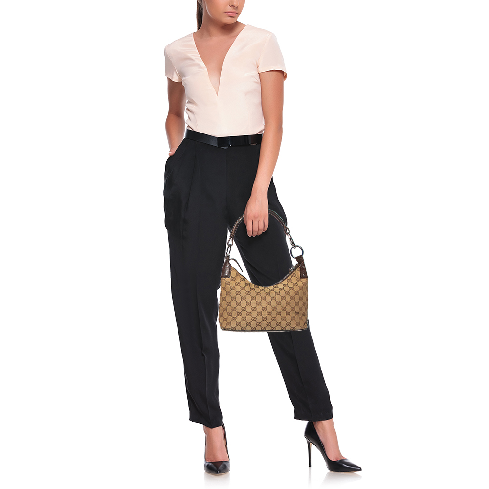 

Gucci Beige GG Canvas and Leather Hobo