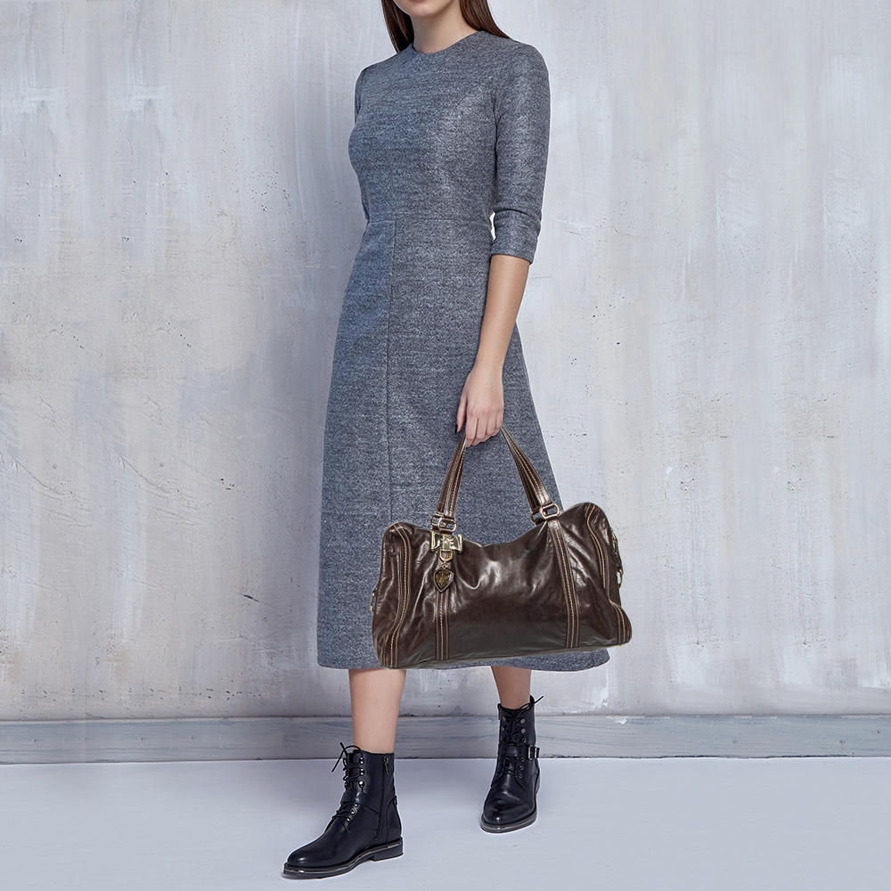 

Gucci Dark Brown Leather Duchessa Boston Bag