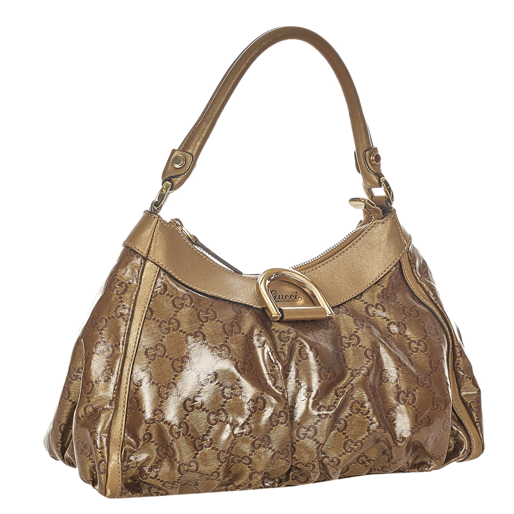 

Gucci Brown/Beige PVC Plastic GG Crystal Abbey D-Ring Shoulder Bag