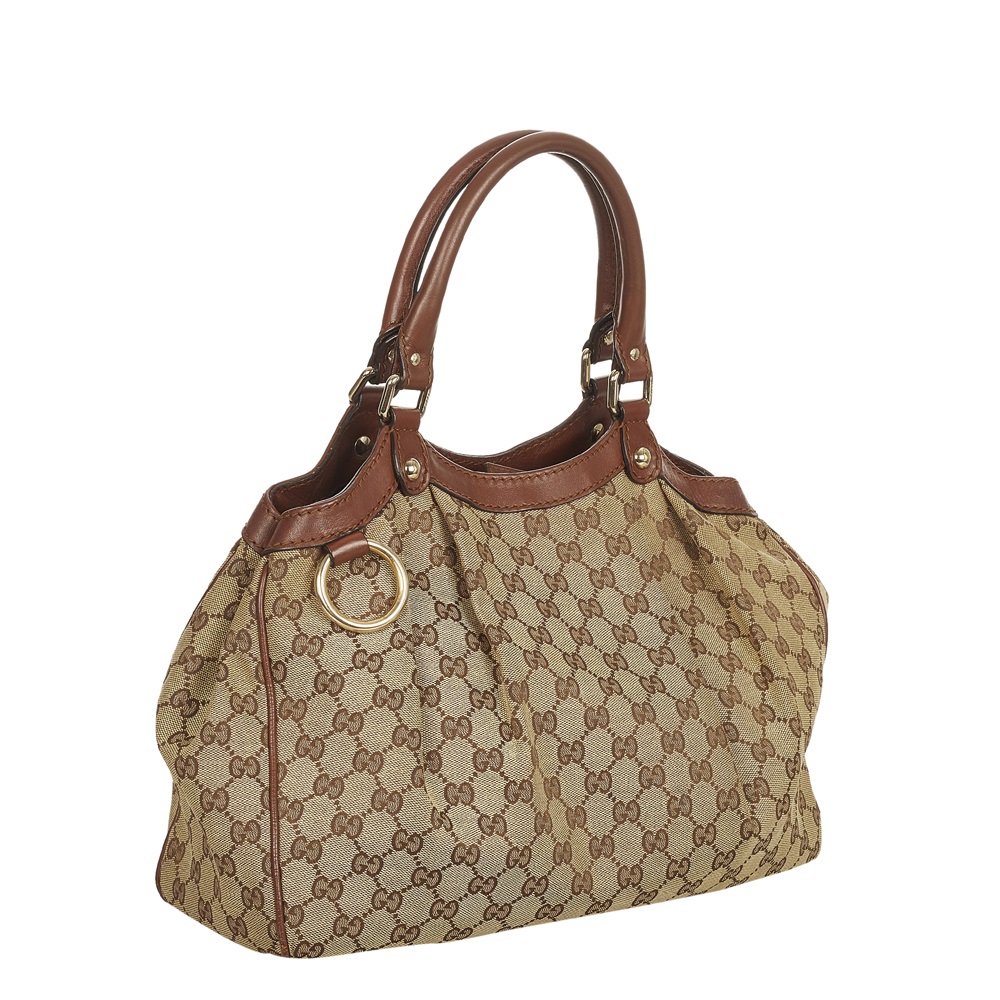 

Gucci Brown GG Canvas Sukey Tote Bag, Beige