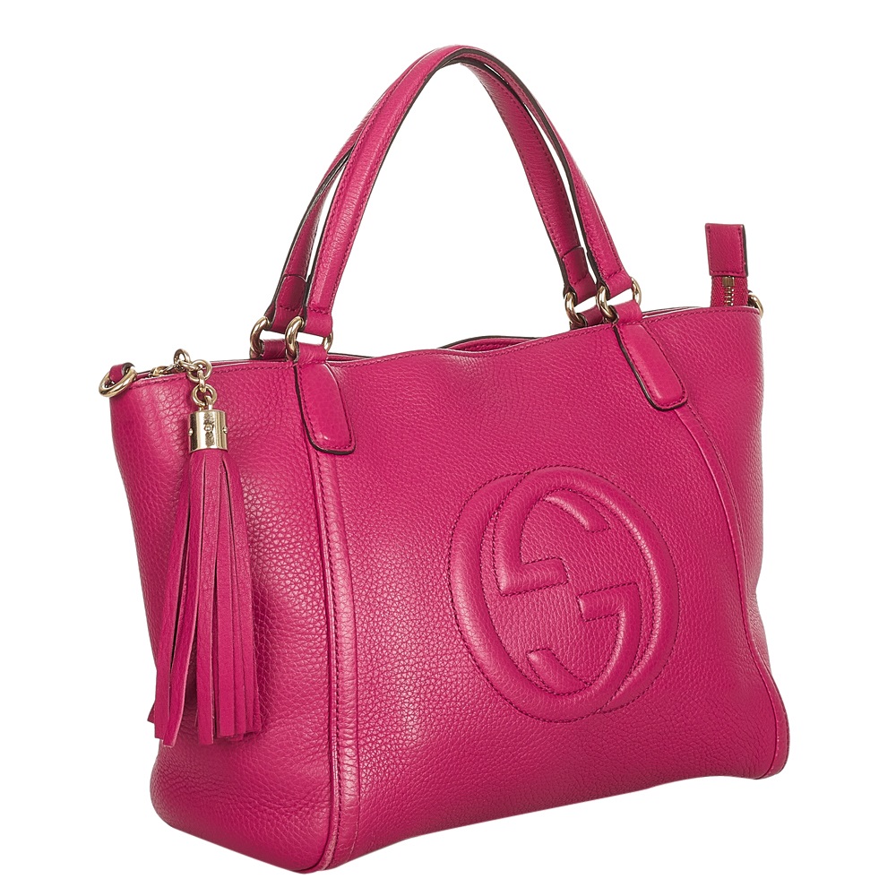 

Gucci Pink Leather Soho Cellarius Tote Bag