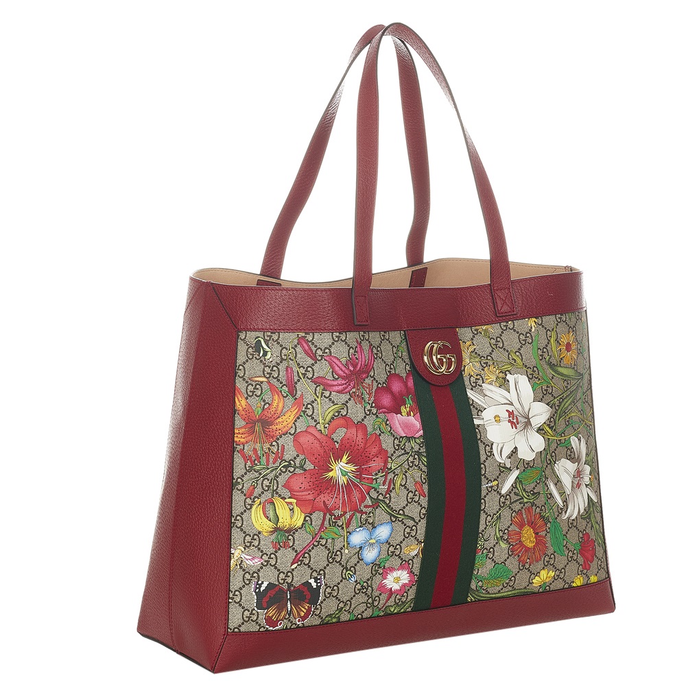 

Gucci Brown/Beige GG Supreme Canvas Flora Ophidia Tote Bag