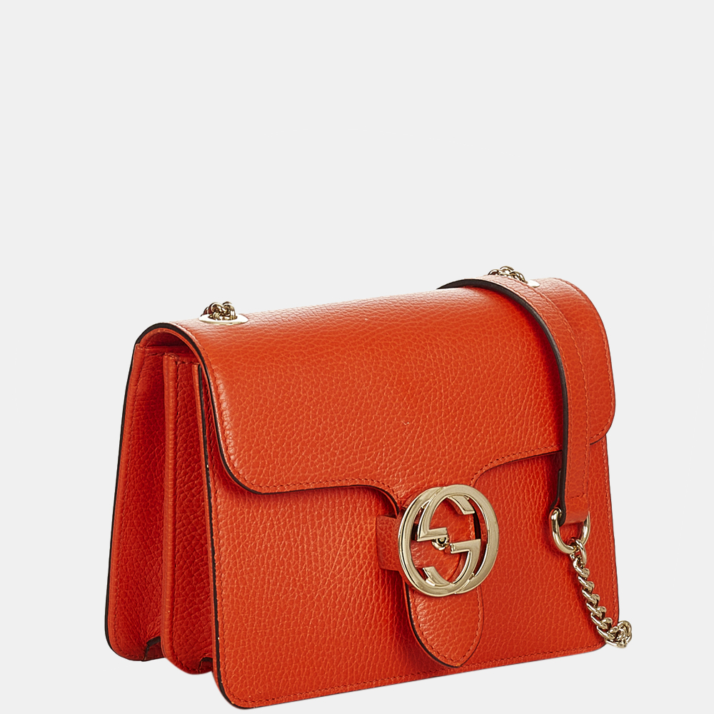 

Gucci Orange Interlocking G Chain Leather Crossbody Bag