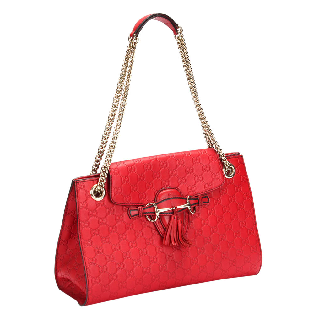 

Gucci Red Guccissima Leather Emily Large Shoulder Bag