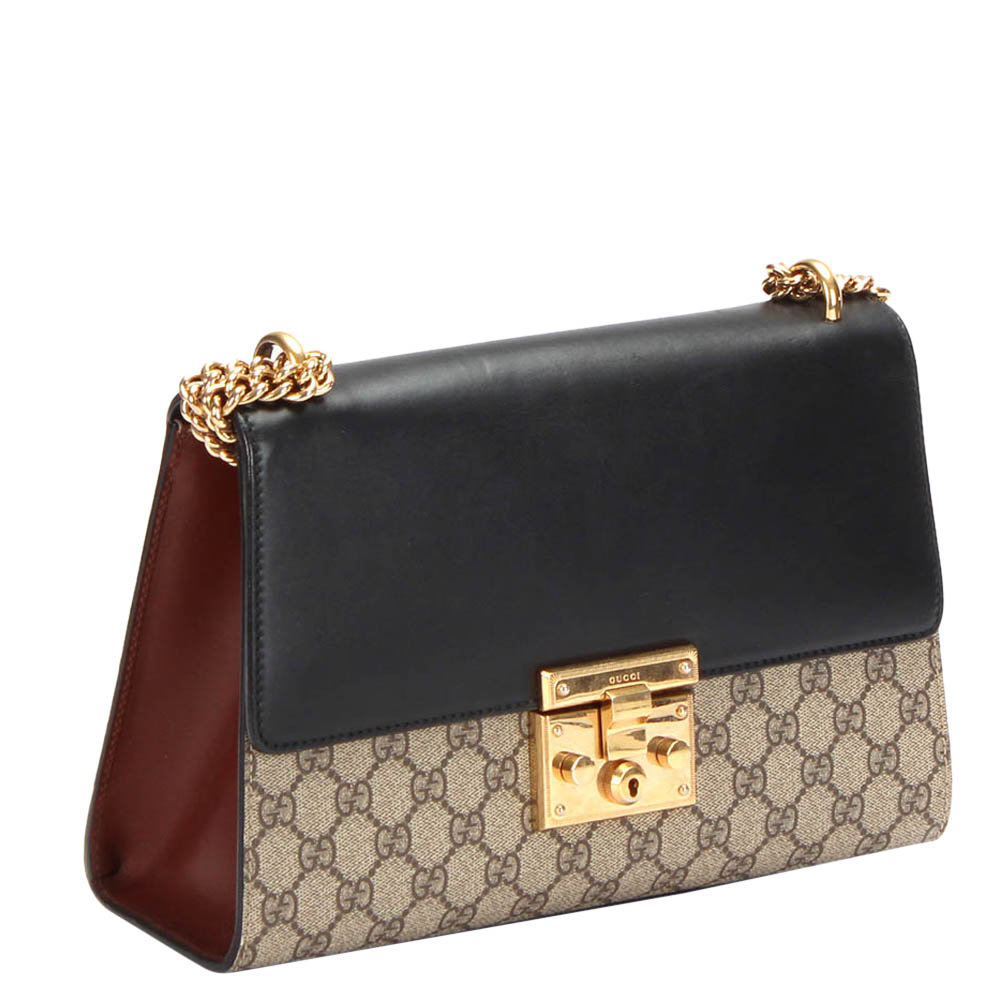 

Gucci Brown GG Supreme Padlock Medium Shoulder Bag