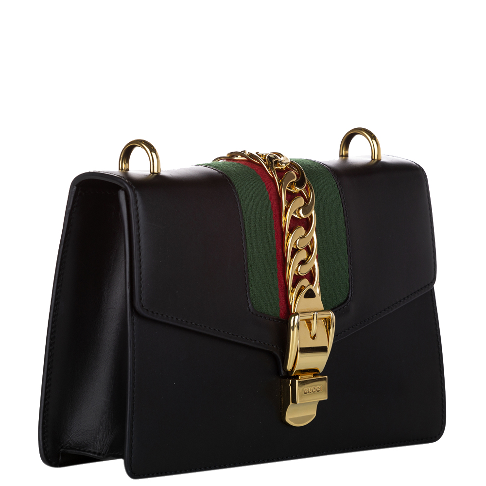

Gucci Black Leather Sylvie Shoulder Bag
