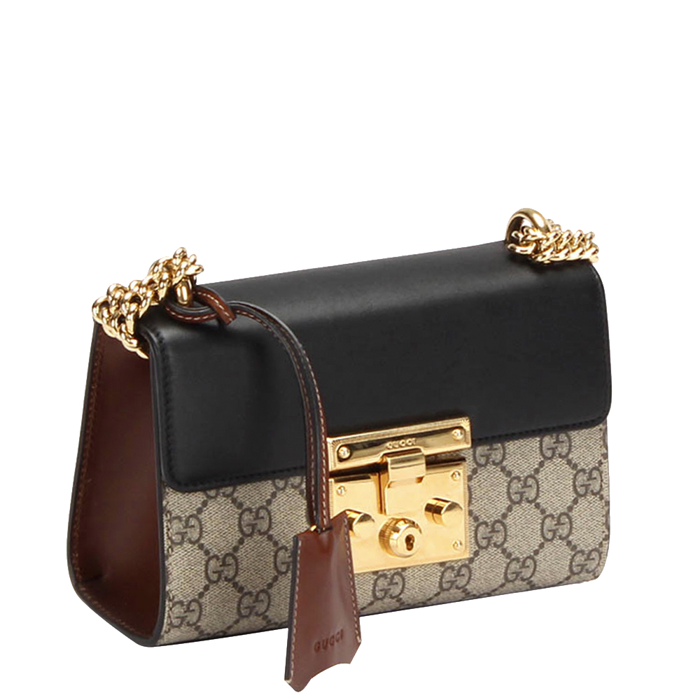

Gucci Black GG Supreme Canvas Padlock Crossbody Bag