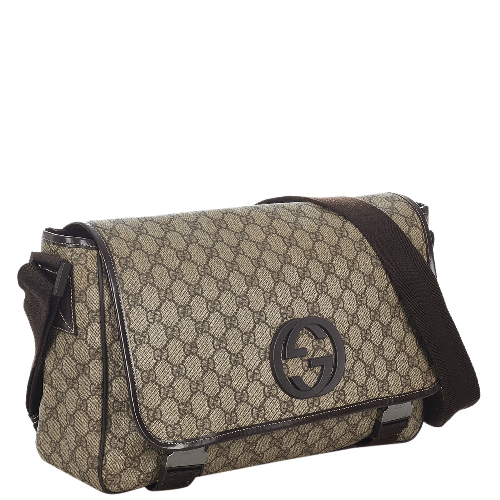 

Gucci Brown GG Supreme Canvas Shoulder Bag, Beige