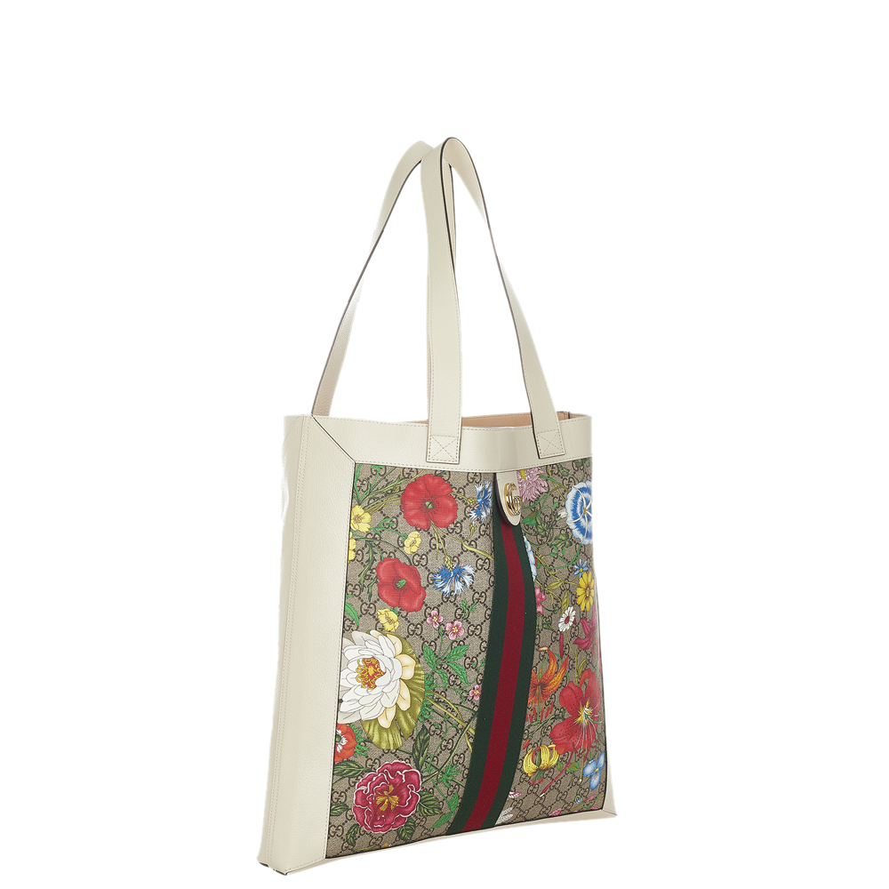 

Gucci Beige /Brown GG Supreme Canvas Flora Ophidia Tote Bag