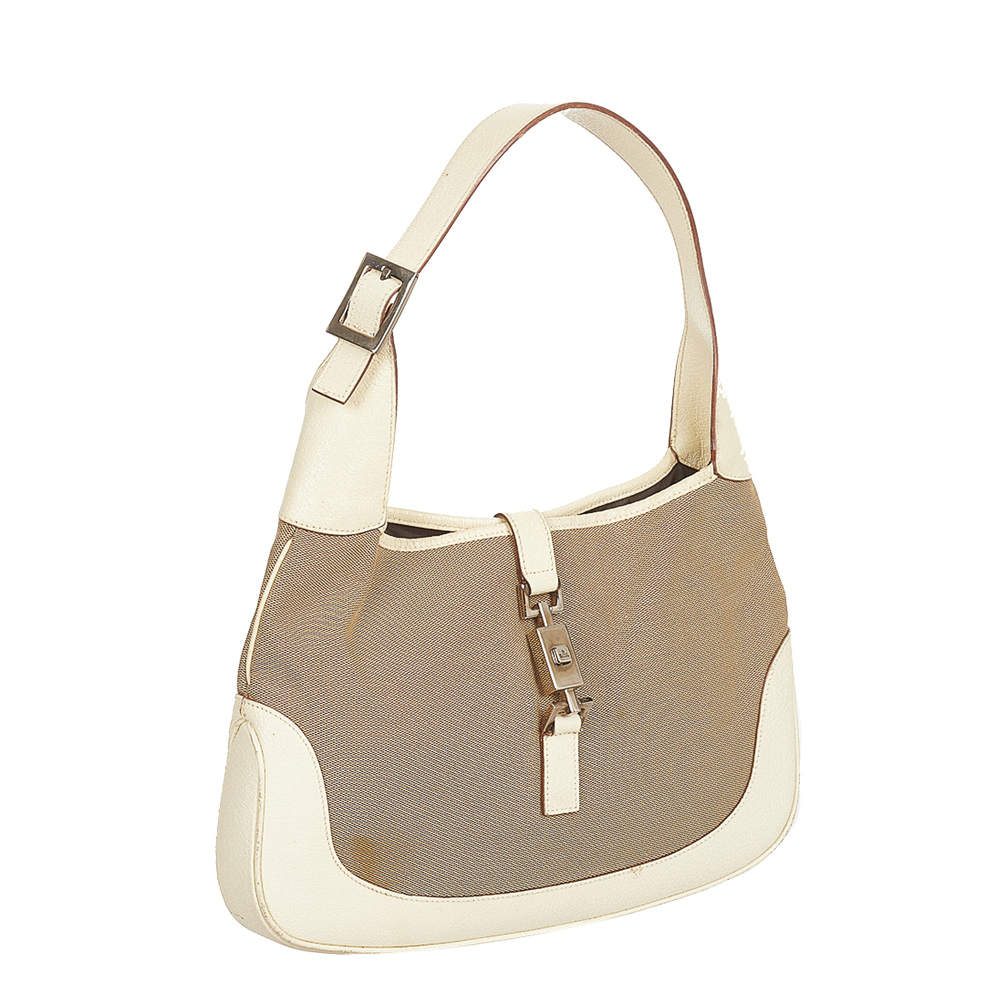 

Gucci Brown Canvas and Leather Jackie Hobo Bag, Beige