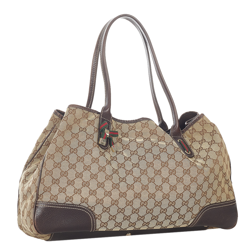 

Gucci Brown/Beige GG Canvas Fabric Princy Tote Bag