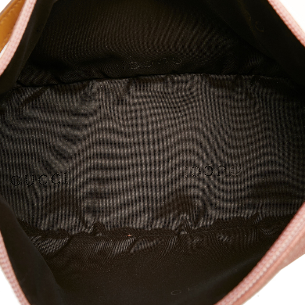 

Gucci Pink Suede Leather Boat Clutch Bag