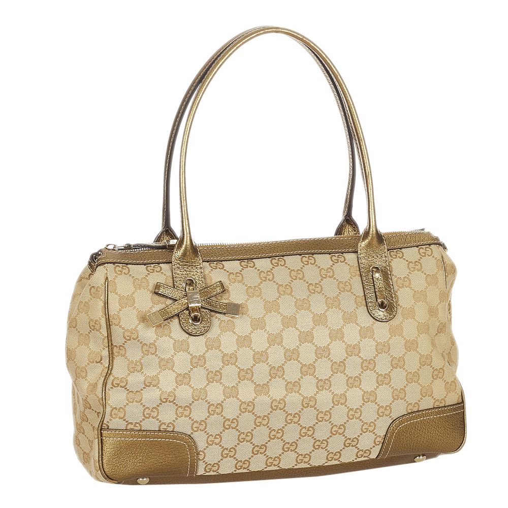 

Gucci Brown GG Canvas Fabric Princy Tote Bag