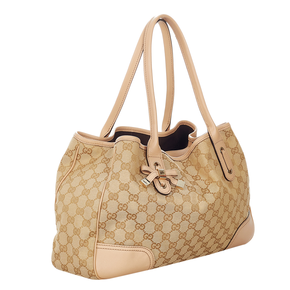 

Gucci Brown/Beige Canvas Fabric Princy Tote Bag