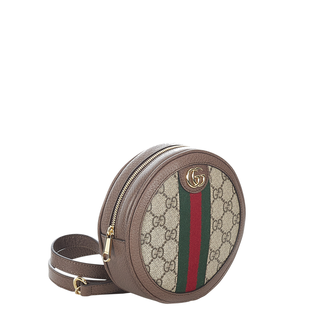 

Gucci Brown/Beige GG Supreme Canvas Mini Round Ophidia Crossbody Bag