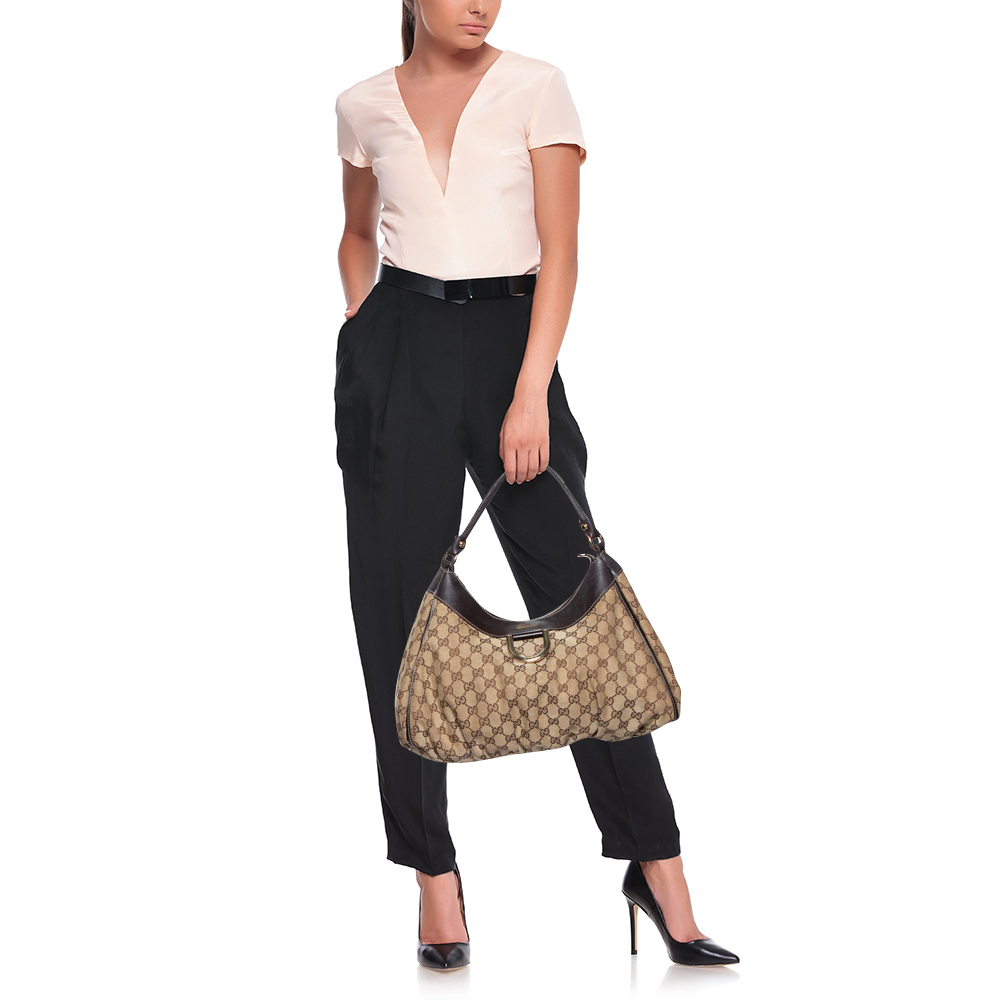 

Gucci Beige/Brown GG Canvas and Leather D Ring Shoulder Bag