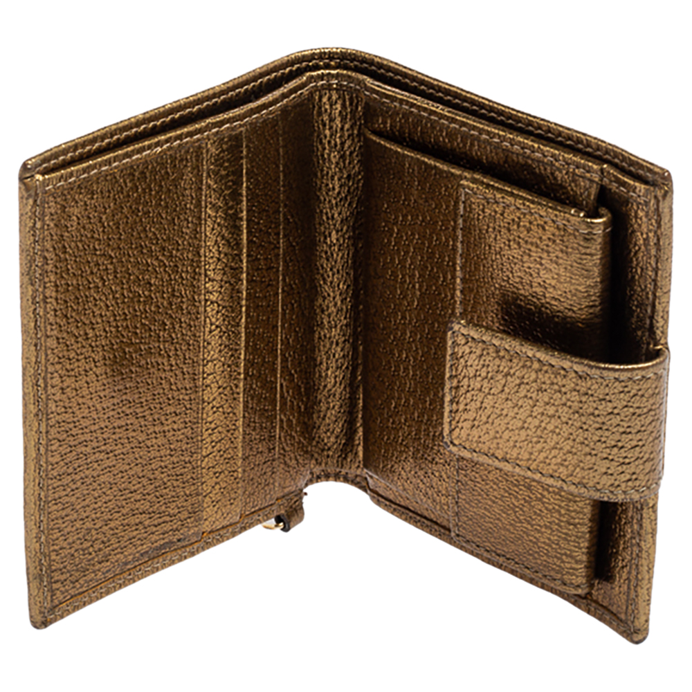 

Gucci Gold/Beige GG Canvas Compact Wallet