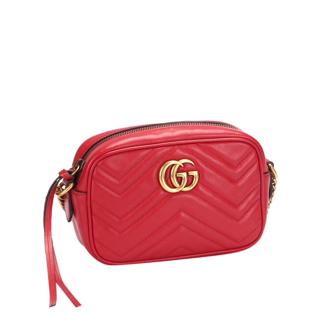 

Gucci Red GG Marmont Leather Mini Crossbody Bag