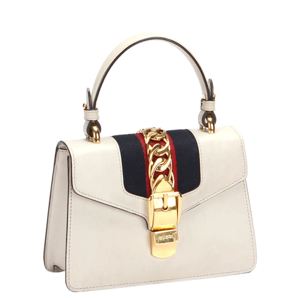 

Gucci White Leather Mini Sylvie Shoulder Bag